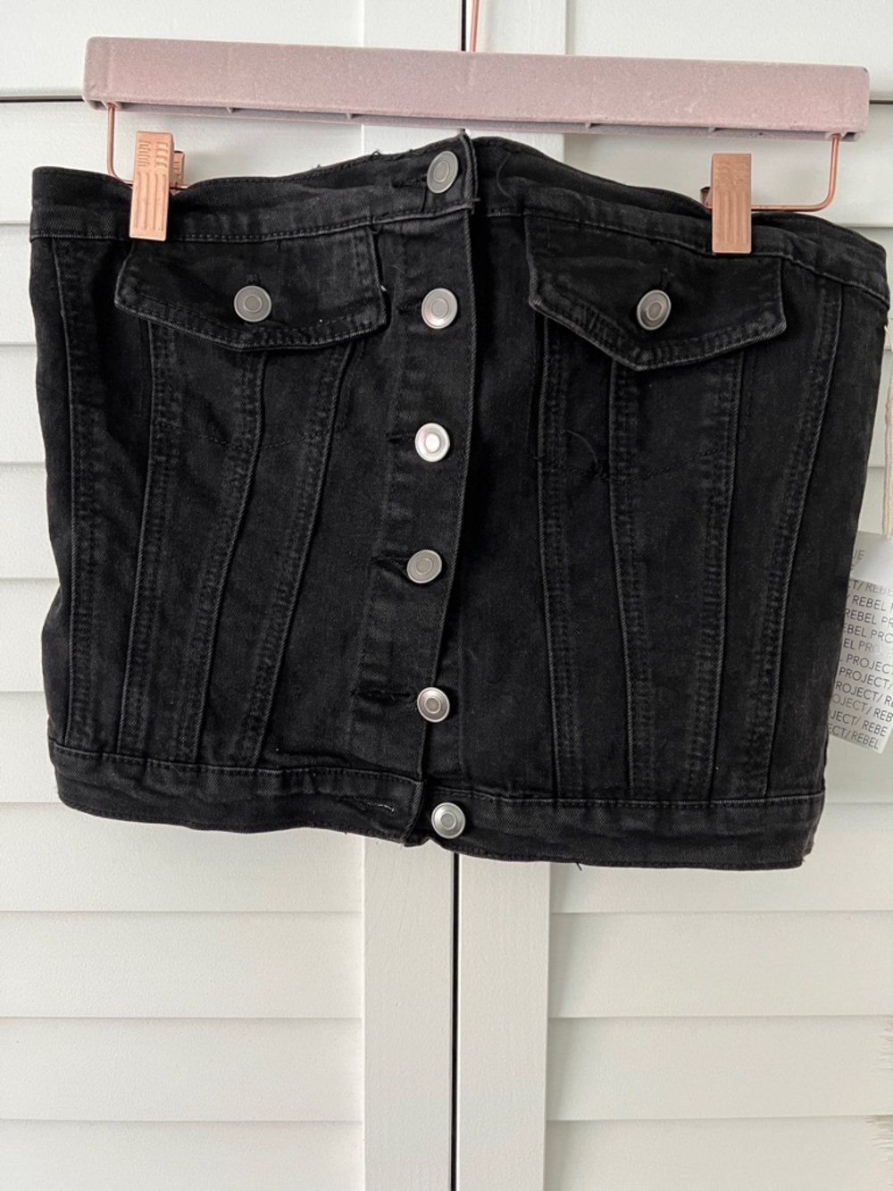 Black Button-Front Denim Tube Top